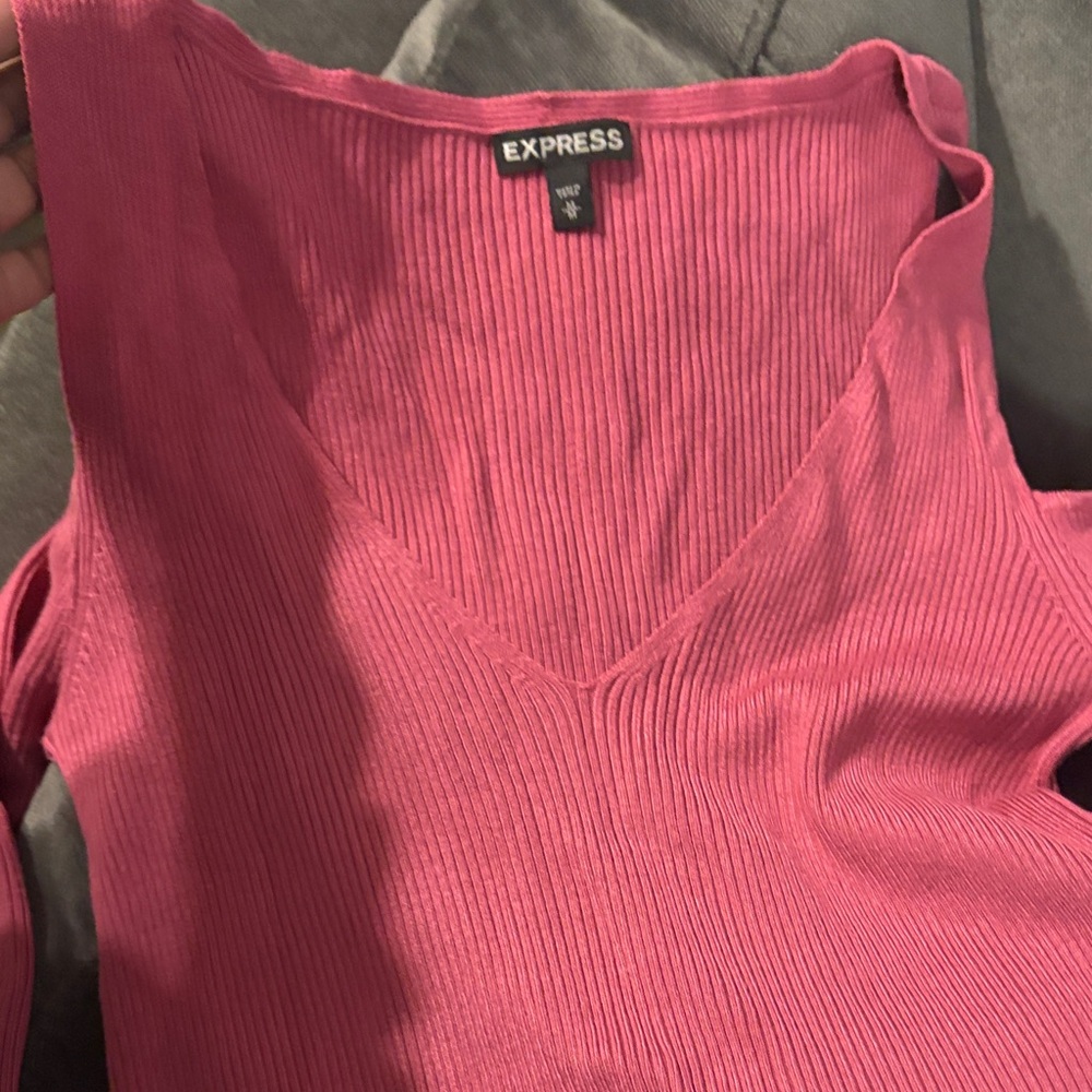 Express Women's Vibrant Pink Ribbed Blouse
